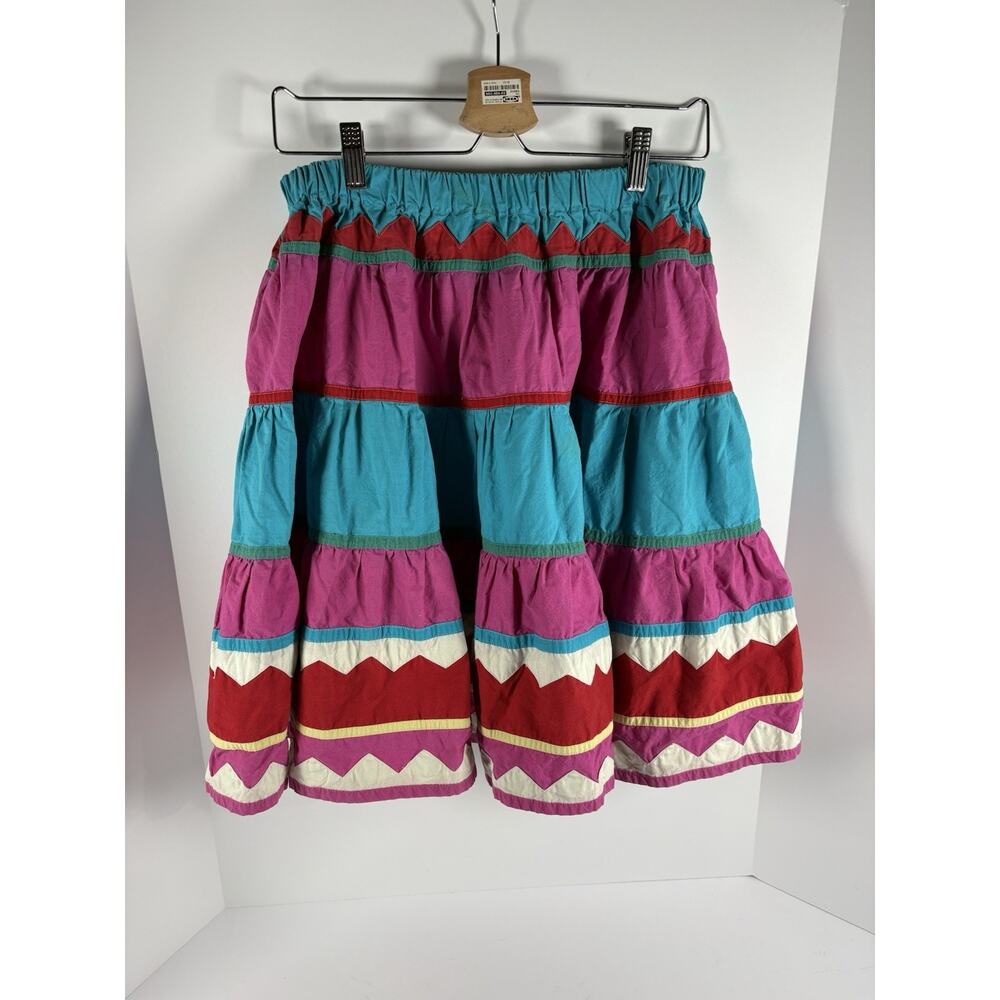 Vintage Sakowitz Girls Tiered Colorblock Skirt Southwest Festival Boho